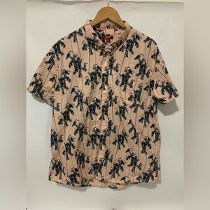 Arizona Jean Company Men's Palm Toucan Print Shirt - Tan and Black